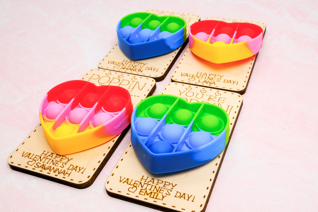 Personalized Class Valentine Pop It Cards | Candy Free Favors for Classroom Valentine's Day Party