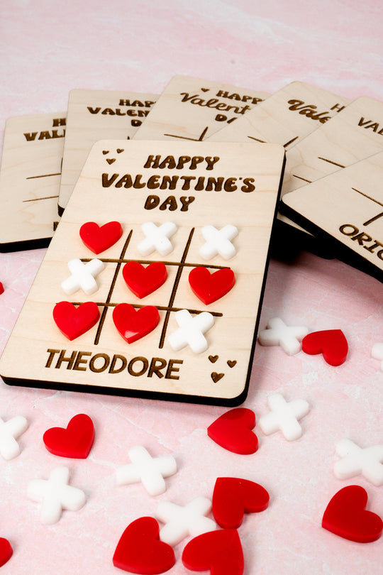 Personalized Class Valentine Tic Tac Toe | Candy Free Favors for Classroom Valentine's Day Party