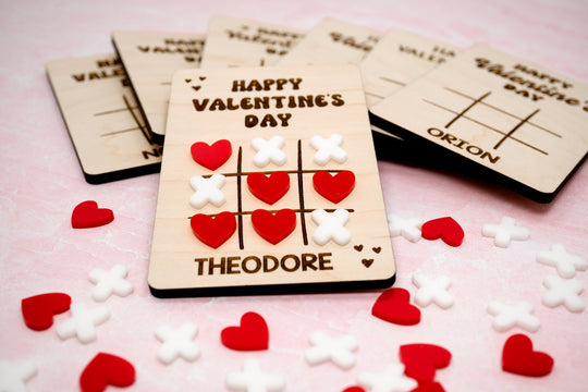 Personalized Class Valentine Tic Tac Toe | Candy Free Favors for Classroom Valentine's Day Party