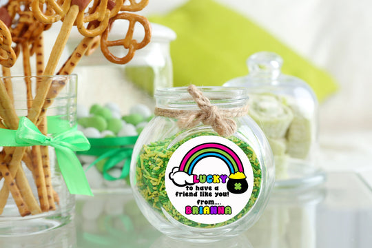 St. Patricks Day Stickers Personalized Lucky to be you're friend Round Stickers St. Patrick's Day Classroom Labels Lucky Treat Bag Stickers