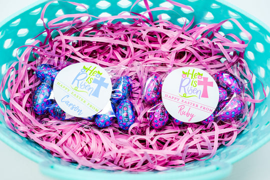 Easter Stickers, Cross Blue, Personalized Easter Stickers, Kids Easter Treat Bags, Easter Labels for Favors, Easter Classroom