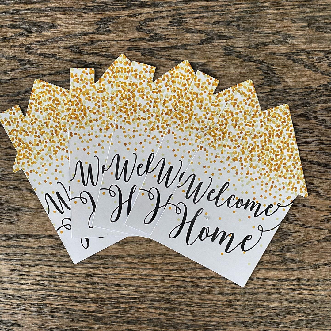 Happy Home Anniversary Invitation  - Real Estate Welcome Home Cards- Custom House Shaped New Home Invitations - Printed Welcome Home Cards