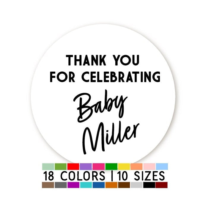 Thank You Stickers Baby Shower Favors, Thank You For Celebrating My Baby Shower Stickers, Round Stickers for Favors Candles Decorations