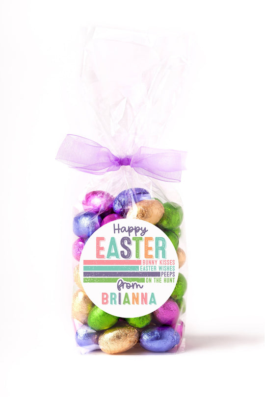 Easter Stickers Bunny Kiss Easter Wishes Personalized Easter Stickers, Kids Easter Treat Bags, Easter Labels for Favors, Classroom Gifts