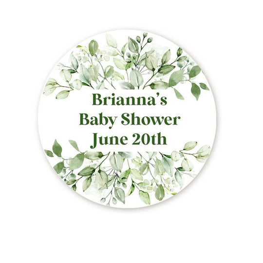Greenery Baby Shower Thank You Stickers - Boho Baby Shower Favor Label, Botanical Baby Shower, Thank You For Showering our Baby with love