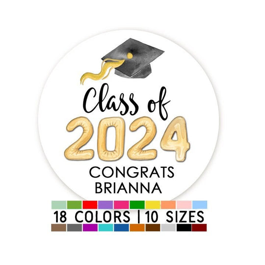 Class of 2025 Graduation Party Stickers, Personalized Round Grad Party Favor Labels, Decor for Bag, Candy, Seals, Congrats Class of 2025