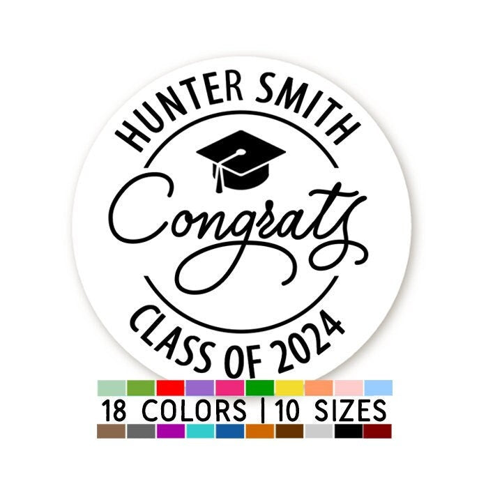 Congrats Graduation Party Thank You Stickers, Grad Thank You Stickers with Cap, Graduation Class of 2025, Custom Graduation Stickers