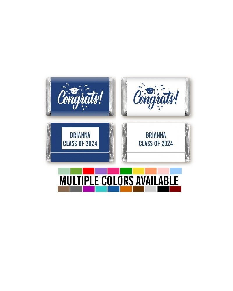 Congrats Graduation Mini Chocolate Candy Bar Wrapper Labels, Class of 2025 Personalized Graduation Chocolate Candy Stickers, 54 Stickers