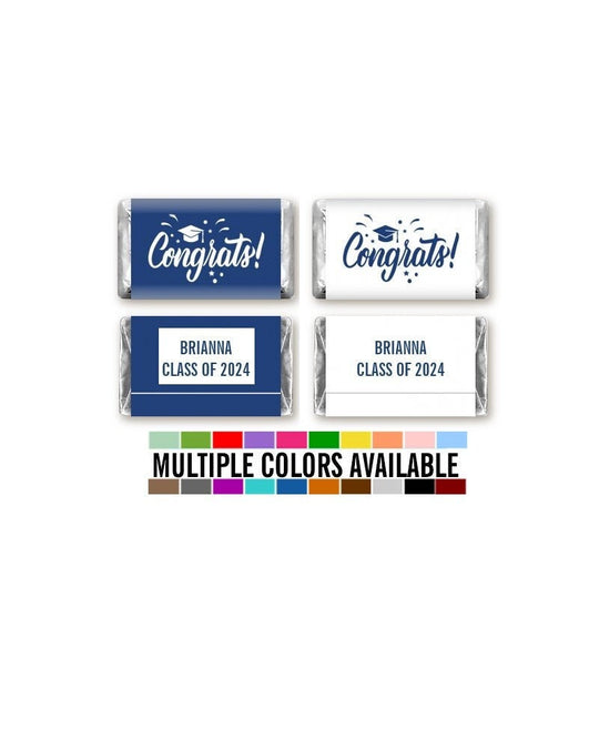 Congrats Graduation Mini Chocolate Candy Bar Wrapper Labels, Class of 2025 Personalized Graduation Chocolate Candy Stickers, 54 Stickers