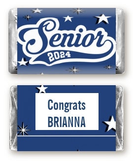 2025 Graduation Mini Chocolate Wrapper Labels, Personalized Graduation Chocolate Candy Stickers, 54 Grad Stickers in 18 colors