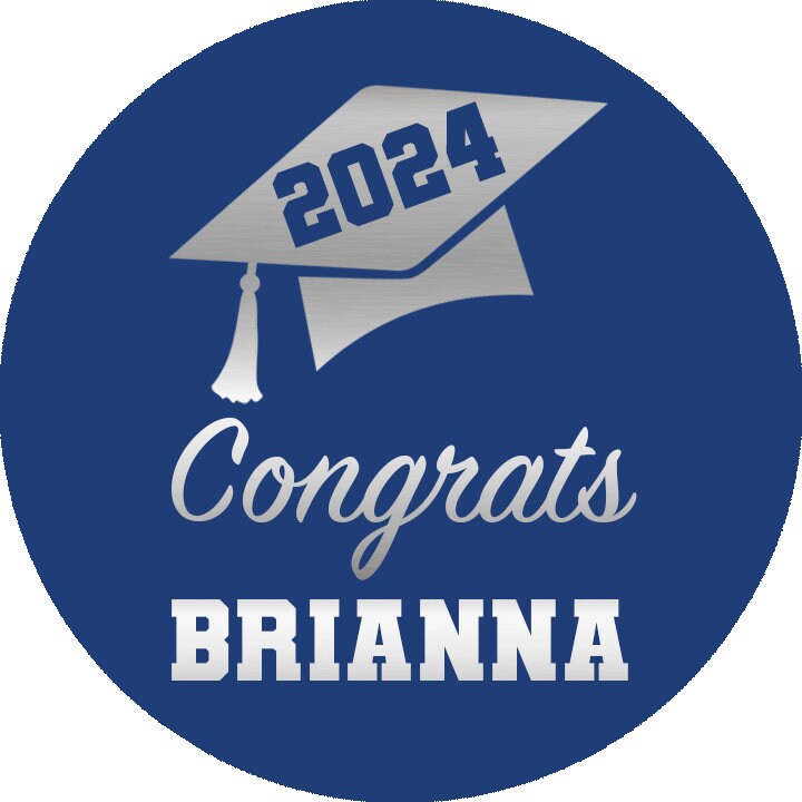 Personalized Graduation Stickers for Chocolate Kisses Candy, Graduation Favor Silver Blue, Graduation Party Decorations, Class of 2025