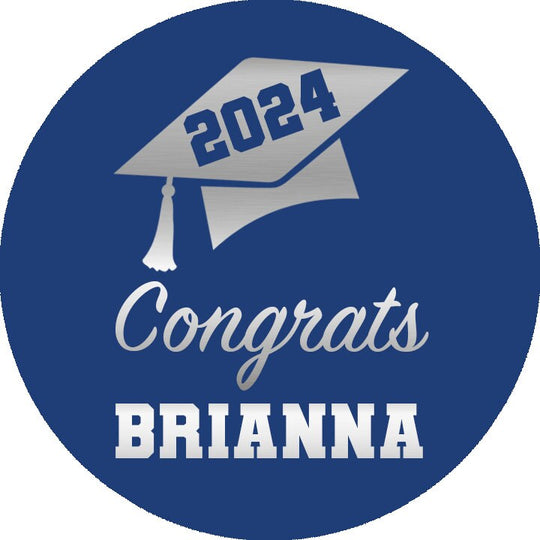 Personalized Graduation Stickers for Chocolate Kisses Candy, Graduation Favor Silver Blue, Graduation Party Decorations, Class of 2025