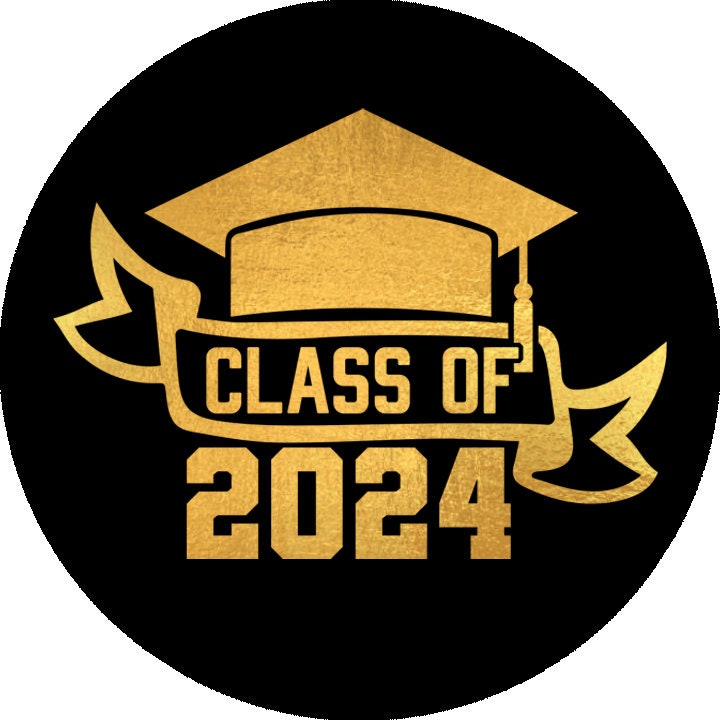 Personalized Graduation Stickers, Black Gold School Color Labels, Class of 2026