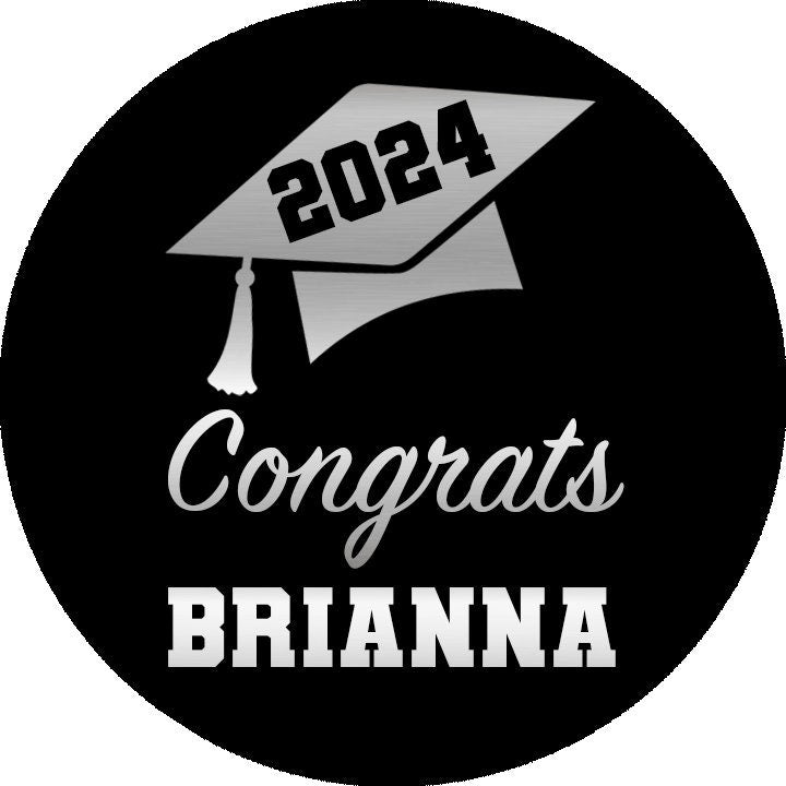 Personalized Graduation Stickers for Chocolate Kisses Candy, Graduation Favor Silver Black, Graduation Party Decorations, Class of 2025