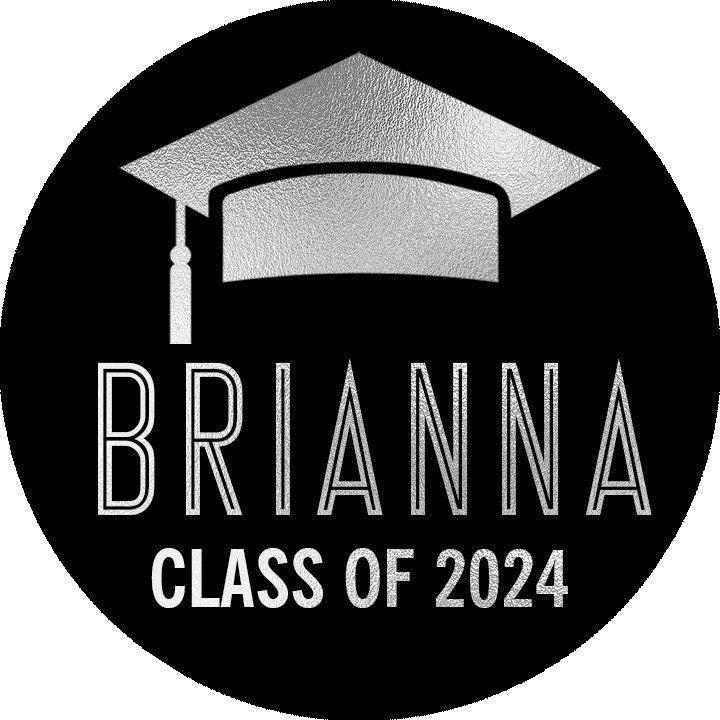 Personalized Graduation Stickers, Black Silver Foil School Color Labels, Class of 2026