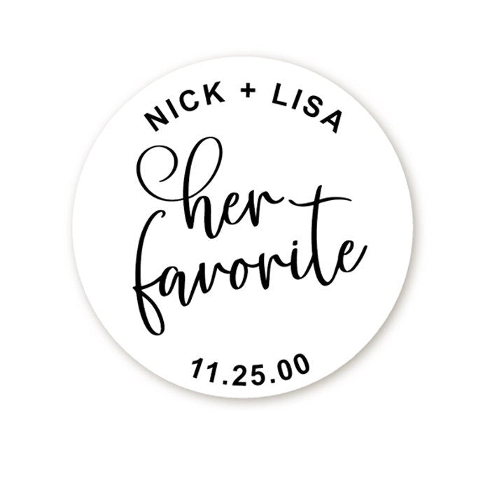 His and Her Favorite Personalized Stickers, Wedding Candy Favors, Favor Stickers, Save the Date, Favor Candy Sticker, Groom Bride Idea