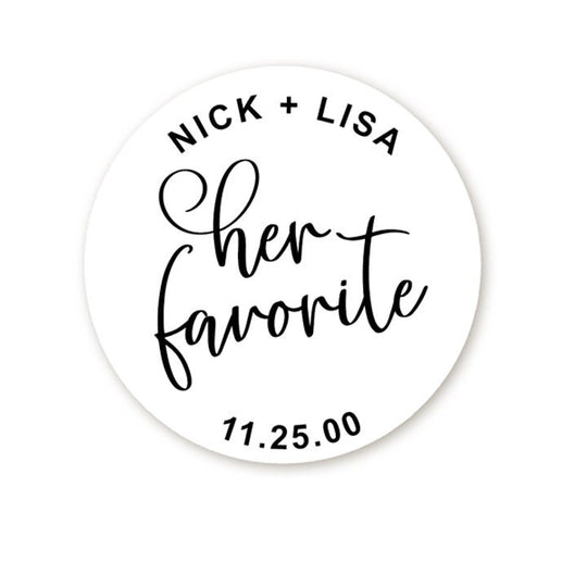 His and Her Favorite Personalized Stickers, Wedding Candy Favors, Favor Stickers, Save the Date, Favor Candy Sticker, Groom Bride Idea