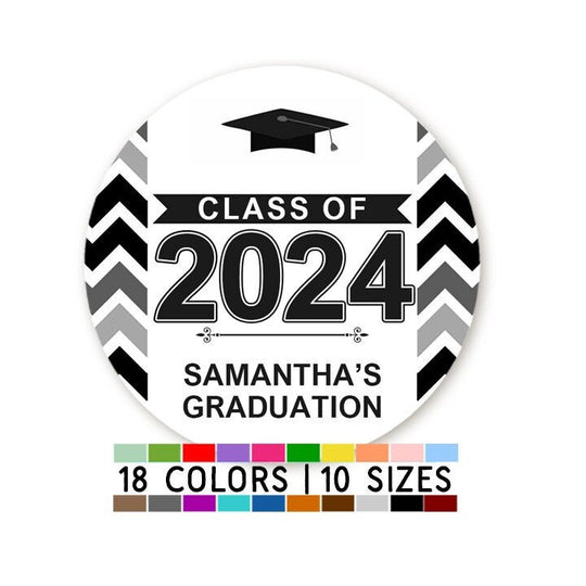 Personalized Graduation Stickers, Custom Graduation Party Favor Round Label, Grad Envelope Seal, Thank You Graduation Sticker, Class of 2025