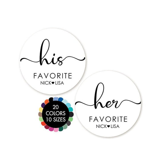 His and Her Favorite Stickers, Personalized Wedding Candy Favors, Thank You Favors Stickers, Favor Candy Sticker, Groom Bride Idea
