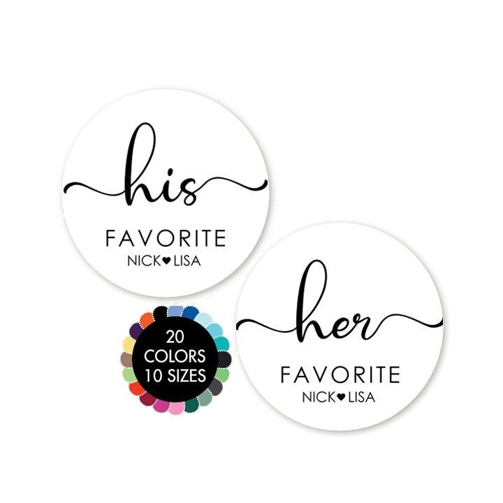 His and Her Favorite Stickers, Personalized Wedding Candy Favors, Thank You Favors Stickers, Favor Candy Sticker, Groom Bride Idea