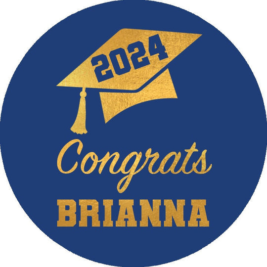 Personalized Graduation Stickers for Chocolate Kisses Candy, Graduation Favor Gold Blue, Graduation Party Decorations, Class of 2025