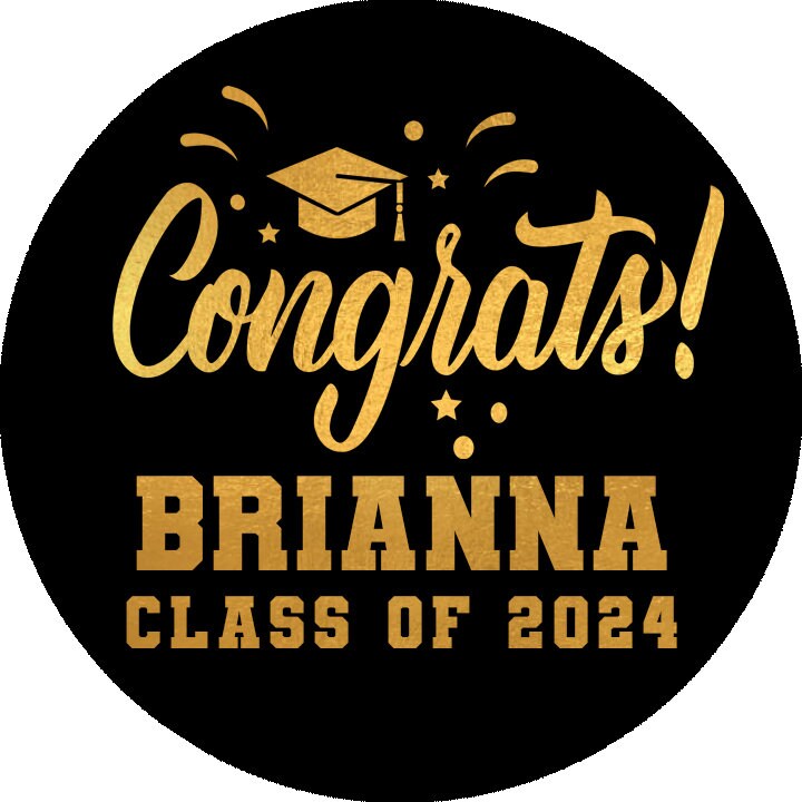 Personalized Graduation Stickers for Chocolate Kisses Candy, Graduation Favor Gold Black, Graduation Party Decorations, Class of 2025