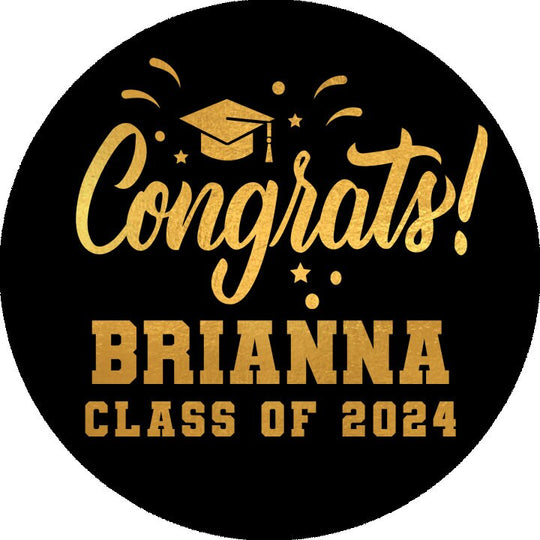 Personalized Graduation Stickers for Chocolate Kisses Candy, Graduation Favor Gold Black, Graduation Party Decorations, Class of 2025