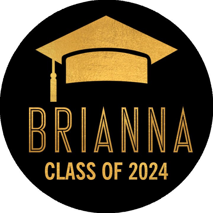 Personalized Graduation Stickers for Chocolate Kisses Candy, Graduation Favor Gold Black, Graduation Party Decorations, Class of 2025