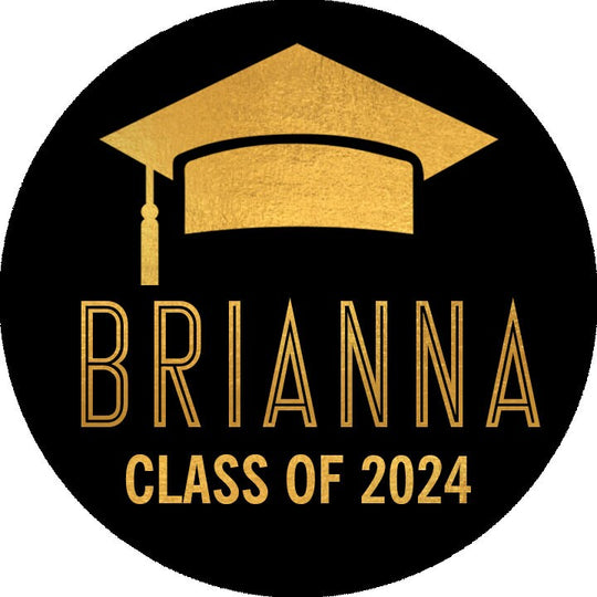 Personalized Graduation Stickers for Chocolate Kisses Candy, Graduation Favor Gold Black, Graduation Party Decorations, Class of 2025