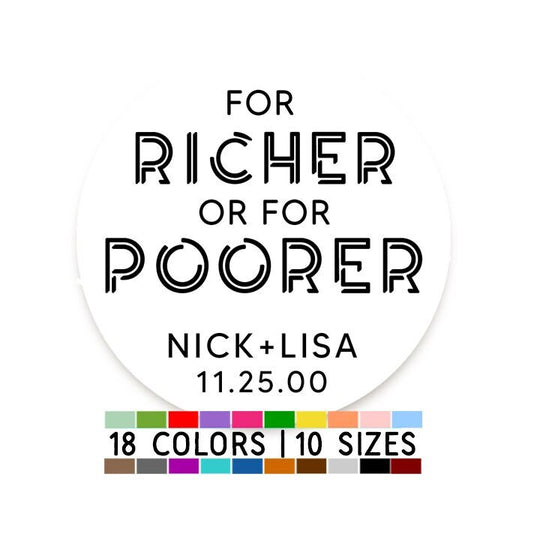 For Richer Or Poorer Lotto Stickers, Wedding Lotto Ticket Favors, Scratch Off Favors, Lucky in Love, Wedding Lottery Favor Bag Stickers