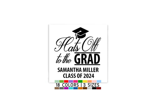 Hats Off to the Grad Square Stickers, Personalized Graduation Favor Square Labels, Class of 2025 Senior Labels, Grad Popcorn or Bag Stickers
