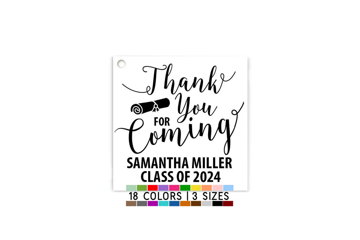 Thank You For Coming Graduation Tags, Hole Punched Grad gift tags, Diploma Party Favor Tags, Senior Party Favor, Class of 2025 Set of 20 Tag