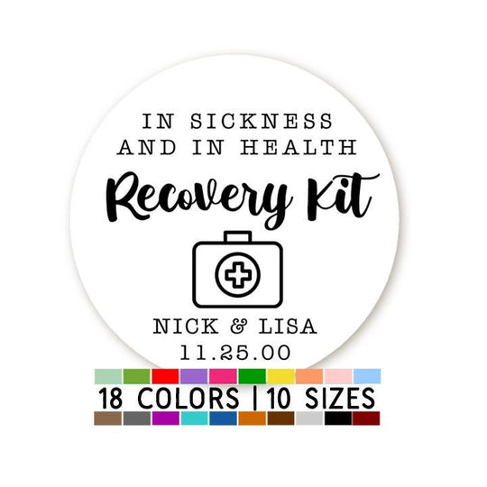 Wedding Recovery Kit Stickers, Personalized Wedding Hangover Kit Stickers, Wedding Favor Stickers, Emergency hangover kit labels