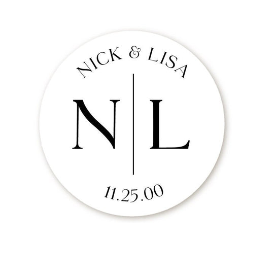 Wedding Couple Initial Stickers, Personalized Monogram Wedding Favor Labels, Wedding Hotel Bag, Favor Candy Stickers, Groom Bride initials