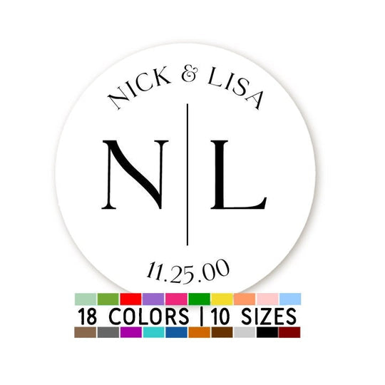 Wedding Couple Initial Stickers, Personalized Monogram Wedding Favor Labels, Wedding Hotel Bag, Favor Candy Stickers, Groom Bride initials