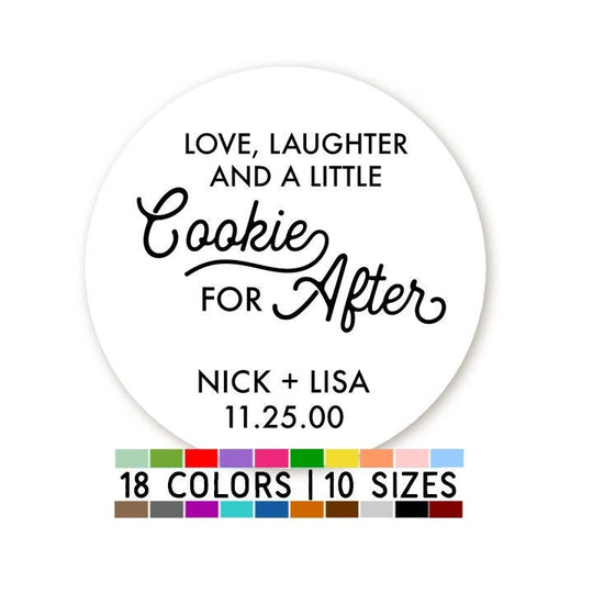 Love, Laughter Cookie Stickers, Modern Wedding Favor, Wedding Stickers, Personalized Wedding Stickers, Cookie Favor Stickers