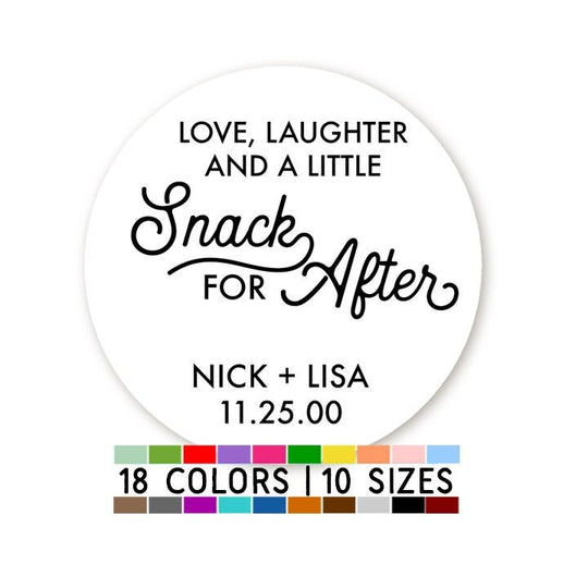 Love, Laughter Snack Stickers, Modern Wedding Favor, Wedding Stickers, Personalized Wedding Stickers, Cookie Favor Stickers