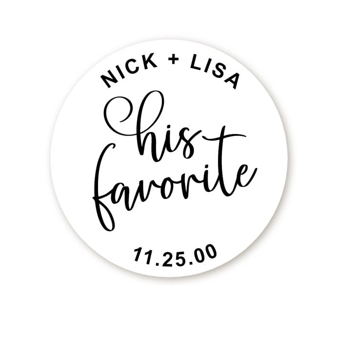 His and Her Favorite Personalized Stickers, Wedding Candy Favors, Favor Stickers, Save the Date, Favor Candy Sticker, Groom Bride Idea