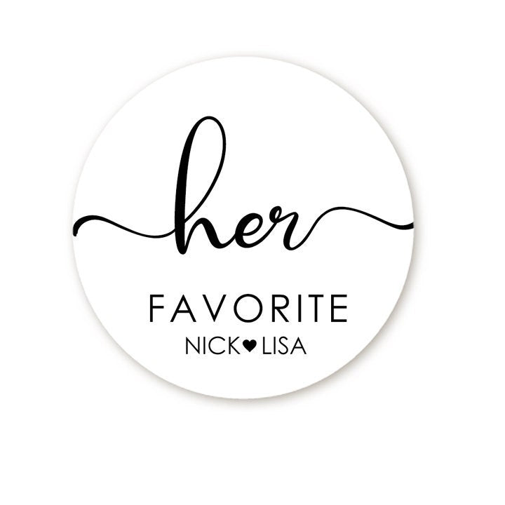 His and Her Favorite Stickers, Personalized Wedding Candy Favors, Thank You Favors Stickers, Favor Candy Sticker, Groom Bride Idea