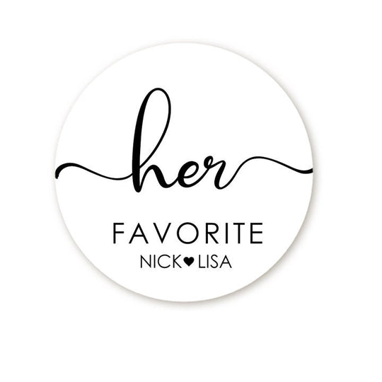 His and Her Favorite Stickers, Personalized Wedding Candy Favors, Thank You Favors Stickers, Favor Candy Sticker, Groom Bride Idea