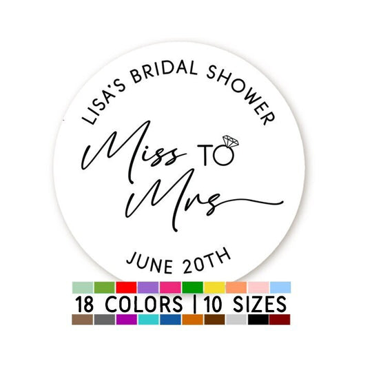 Miss to Mrs Sticker, Personalized Bridal Shower Sticker, Bridal Shower Favor, Favor Wedding Sticker, Engagement Sticker