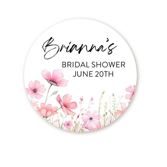 Pink Blush Floral Wedding Favor Stickers, Bridal Shower Sticker Favors,  Pink Flowers Thank You Stickers, Wedding Favor Sticker Labels