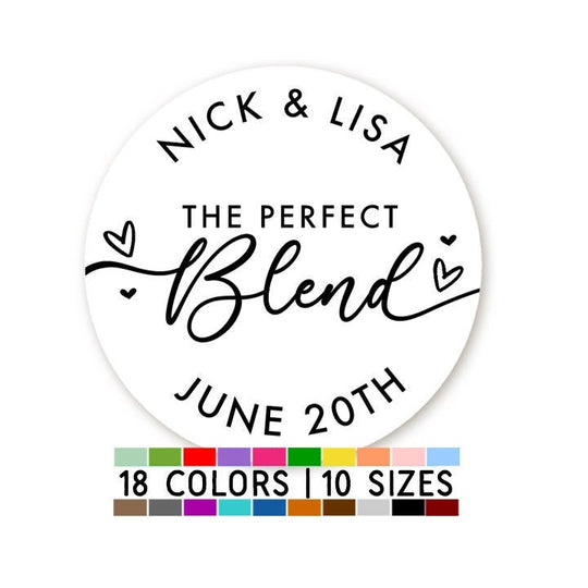 The Perfect Blend Personalized Stickers, Wedding Coffee Tea Favors, Wedding Treat Bag Party Stickers, Wedding Treat Bags