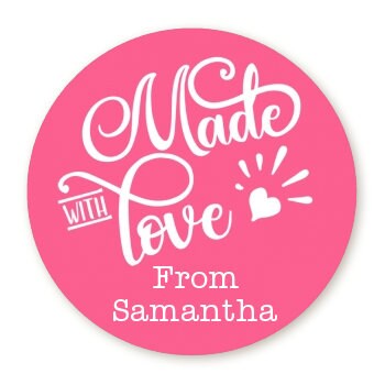 Made With Love Bridal Shower Stickers, Homemade Party Favors