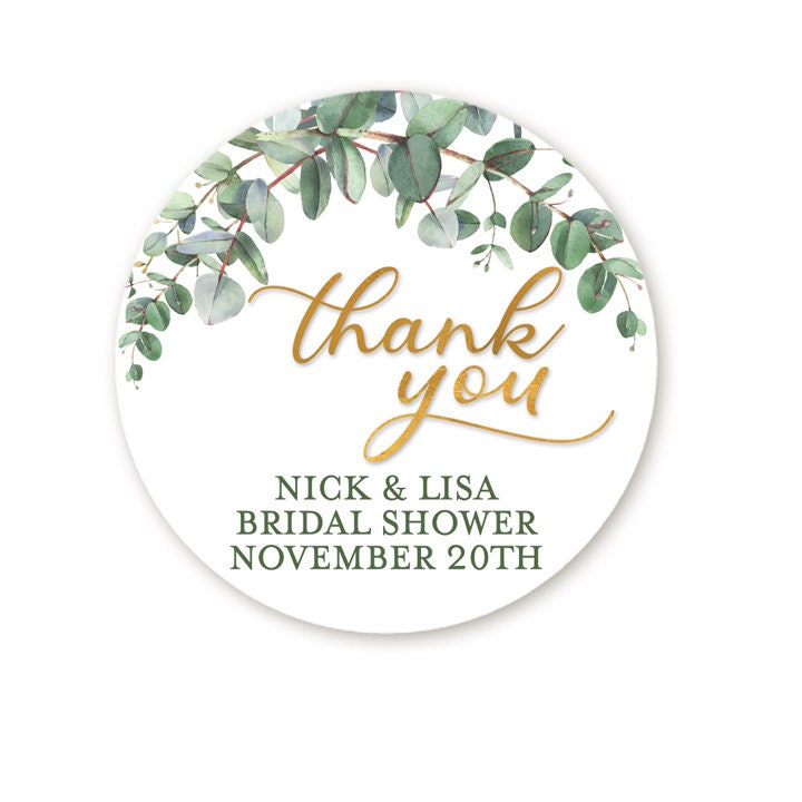 Greenery Bridal Shower Stickers, Wedding Favor Shower Favor Eucalyptus, Engagement Thank You Labels, Bridal Shower Labels