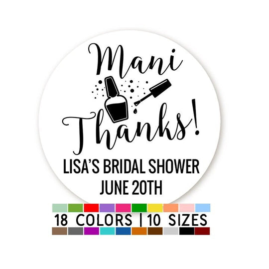 Mani Thanks Nail Polish Sticker, Personalized Glam Party Sticker Labels, Bridal Shower Manicure Labels