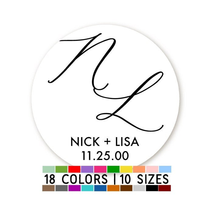 Wedding Couple Initial Stickers, Personalized Monogram Wedding Favor Labels, Wedding Hotel Bag, Favor Candy Stickers, Groom Bride initials