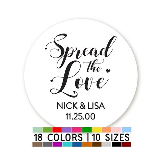 Spread the Love Jam Stickers, Round Wedding Jam Labels, Preserve Jelly Jar Labels, Custom Favor Stickers