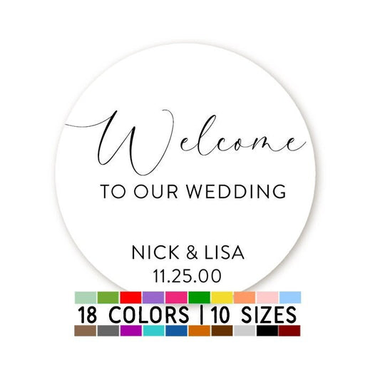 Wedding Welcome Bag Stickers, Names and Date Wedding Favor Labels, Welcome Bag for Hotel Guests Stickers
