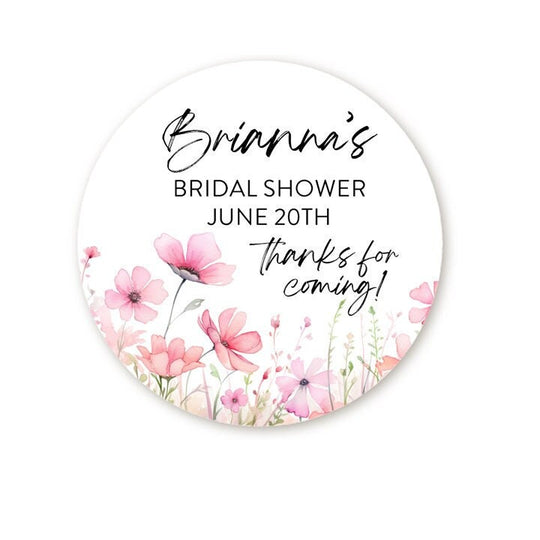Pink Blush Floral Wedding Favor Stickers, Bridal Shower Sticker Favors,  Pink Flowers Thank You Stickers, Wedding Favor Sticker Labels
